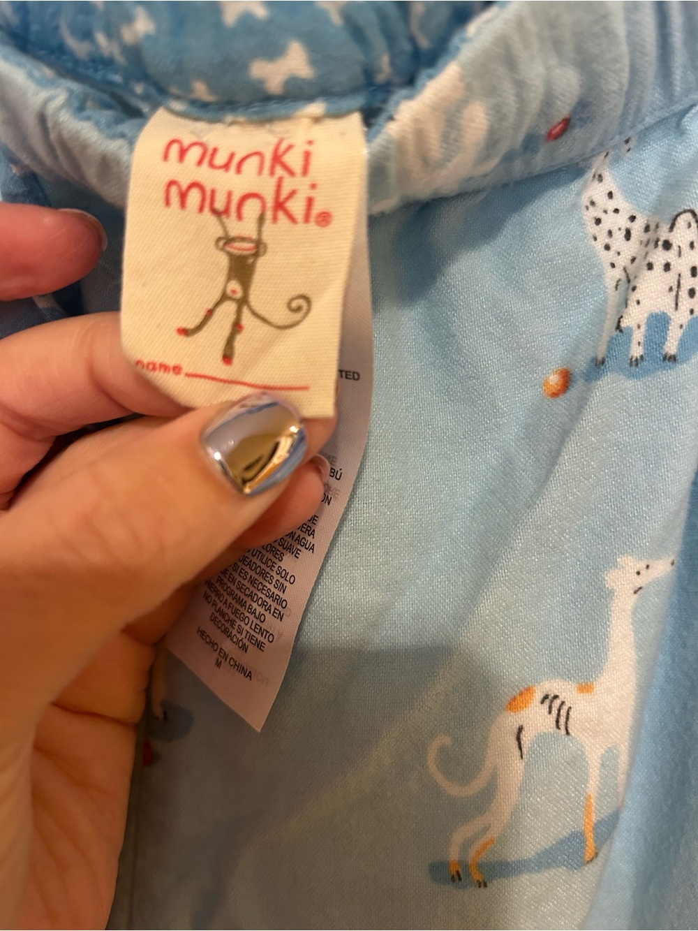 munki munki Light Blue Dog Print Bamboo Cotton Blend Women's Pajama Set Size M - Picture 7 of 7